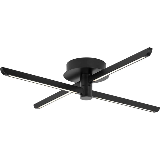Pivot LED Four-Light Matte Black Modern Semi-Flush or Wall Mount Fixture - 25 in x 25 in x 4.37 in