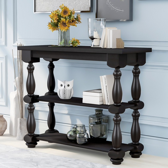 39.4'' Modern and Contemporary Console Table Sofa Table Entryway Table for Hallway Living Room Bedroom with 2 Shelves