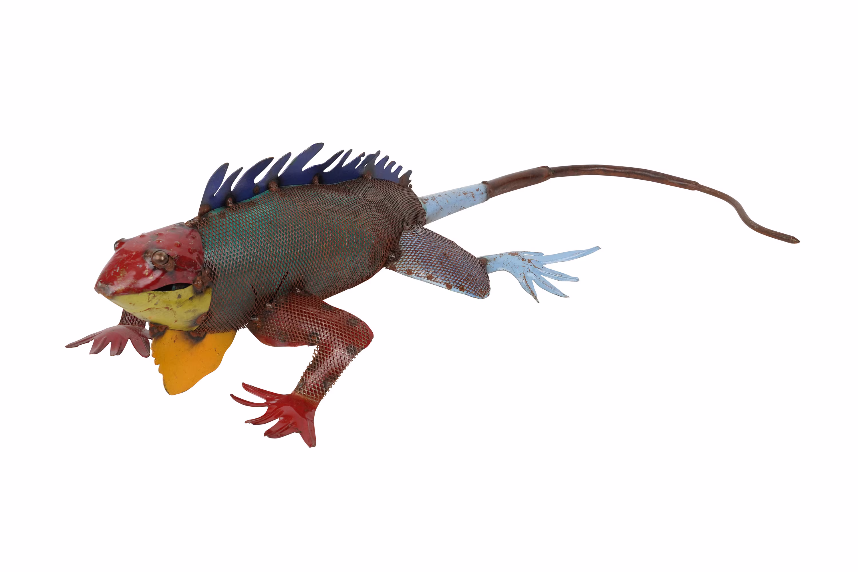 Iggy The Colorful Iguana™-Garden Metal-Hand Painted-Handmade-Garden Decor-Patio-Outdoor-New-40L X 21W 12H Inches