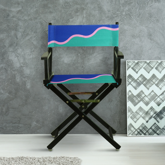 18" Director's Chair Black Frame-Wavy Wave - 21.75"W x 17"D x 33.75"H