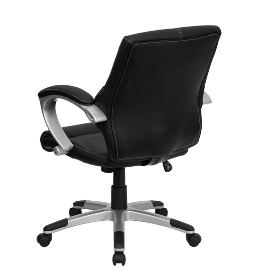Mid-Back LeatherSoft Contemporary Swivel Manager's Office Chair with Arms