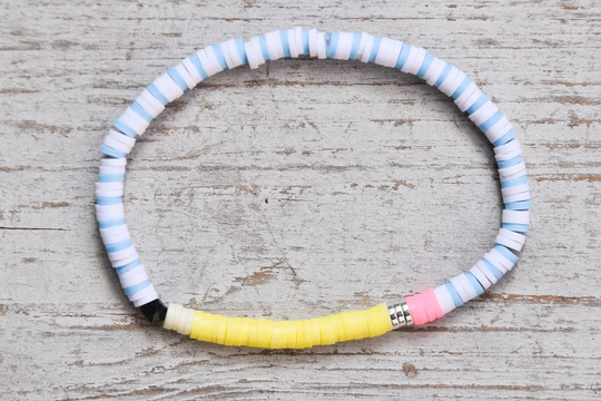 Pencil & Paper Beaded Clay Disc Stretch Bracelet