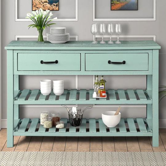Console Table Sofa Table with Drawers and 2 Tiers Wood Shelf