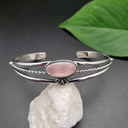 Dainty Pink Mother Of Pearl Cuff Bracelet | Sterling Silver Southwest Stone Sonny Tn Shell Made in Usa