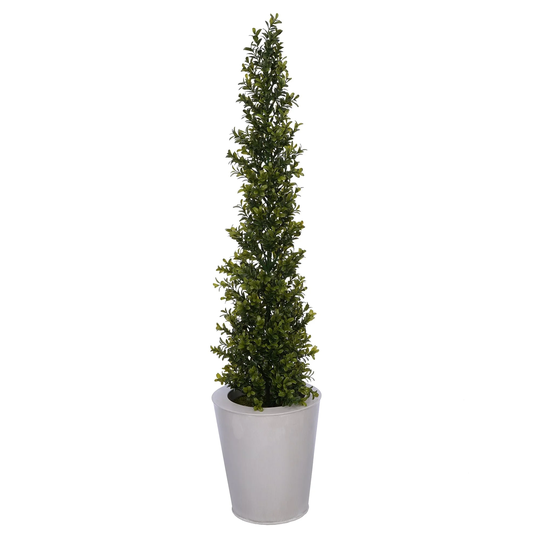 Faux 36-Inch Boxwood Pencil Topiary in Cream Zinc Vase - 36"