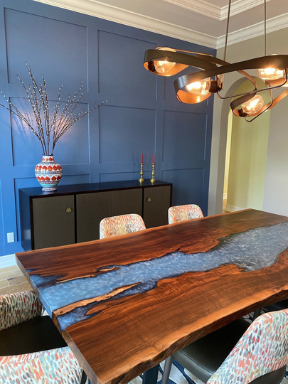Live Edge River Table - Epoxy Resin Dining Custom Hardwood Furniture