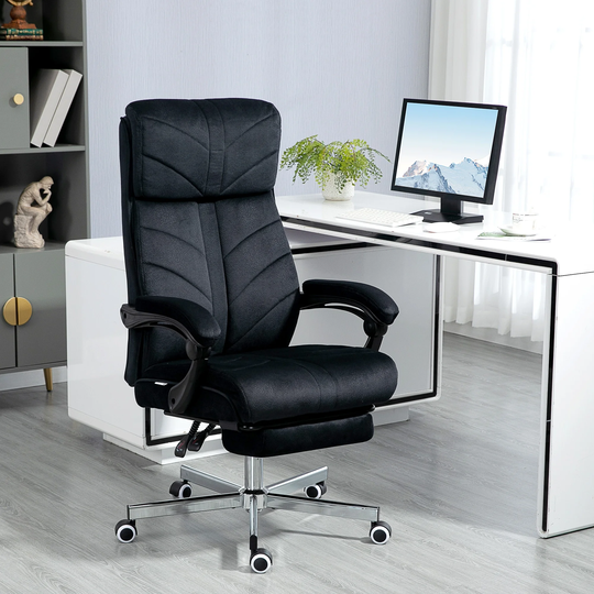 Vinsetto High-Back Executive Office Chair with Footrest, Microfiber Computer Chair with Reclining and Armrest, Ergonomic Chair