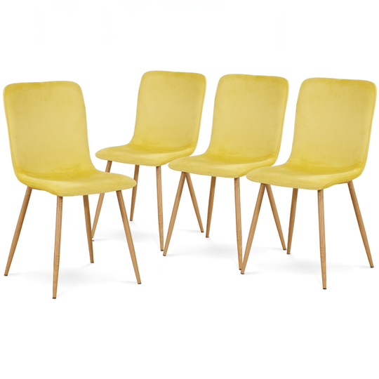 Ivinta Modern Accent Armless Chairs Set of 4 Velvet Yellow Dining Chairs