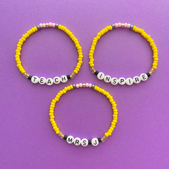 Teacher Appreciation Pencils Teach/Inspire Custom Name Beaded Bracelets