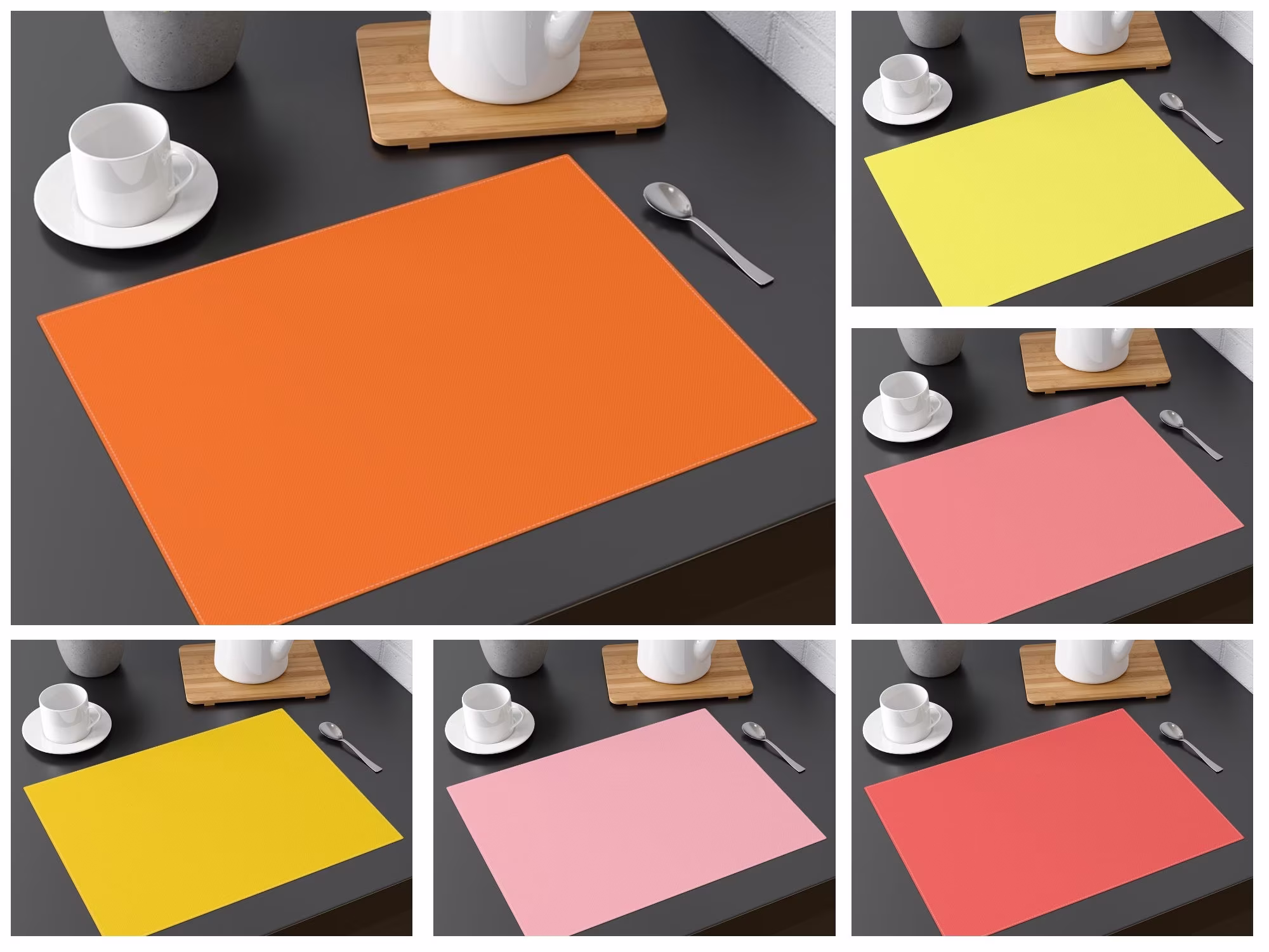 Solid Color Placemat, Plain Table Mat, All Yellow Orange Pink Red Purple Blue Green Black, Kitchen Accessories, Home Gift, Cotton Underplate