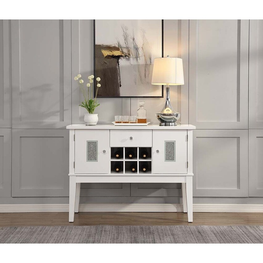 Kitchen Sideboard, Faux Crystal Diamonds &White High Gloss F