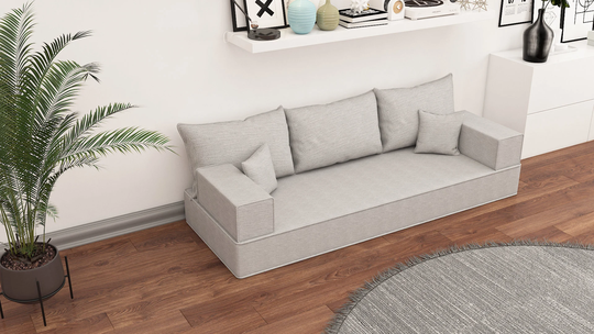 Linen 8" Color K007 Floor Seating Sofa, Modern Arabic Living Room Couch, Moroccan Home Decor Set, Sectional Cushions, Sofa Couch