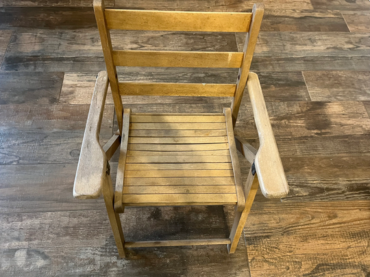 Vintage Childs Slatted Folding Wooden Beach Or Camp Chair