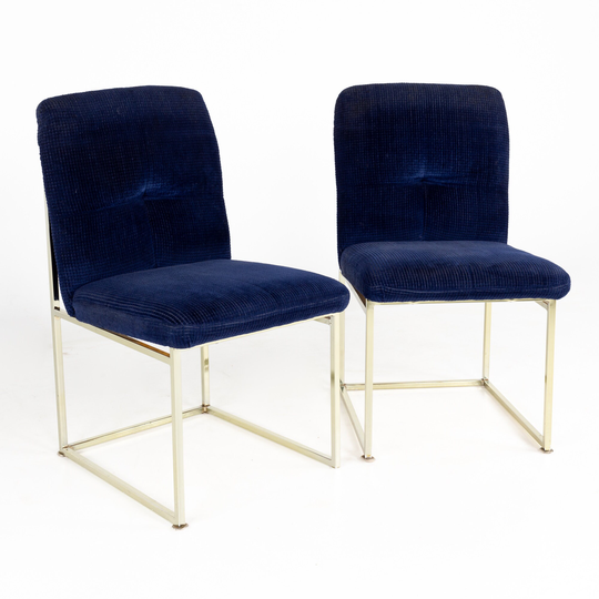 Milo Baughman Style Chrome Dining Chairs - Pair