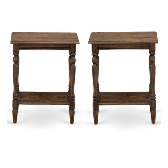 Wood End Table with Open Storage in Jacobean Brown - Set of 2 - 54 x 84