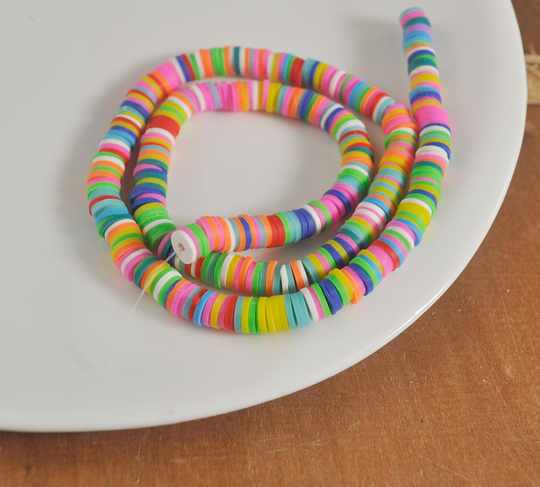 6mm Vinyl Heishi Beads, Mixed Color Polymer Clay Beads, African Polymer Clay Diy Making Jewelry Bead, Length 40cm6-26#
