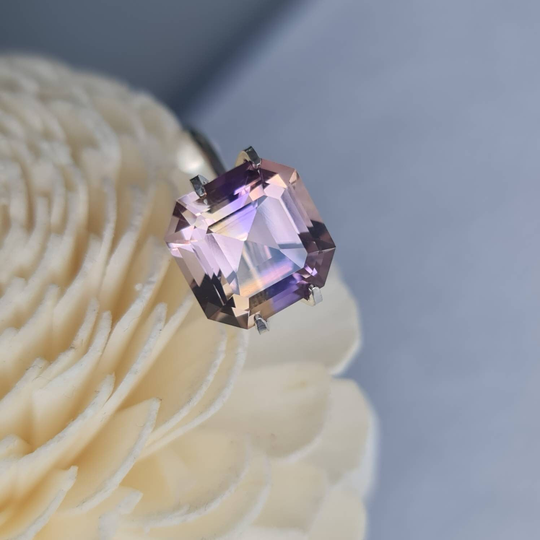 Tri Color Ametrine. Natural Ametrine 6.45Ct. Rare Color Pink-Yellow - Purple. Aschers Cut Cd093