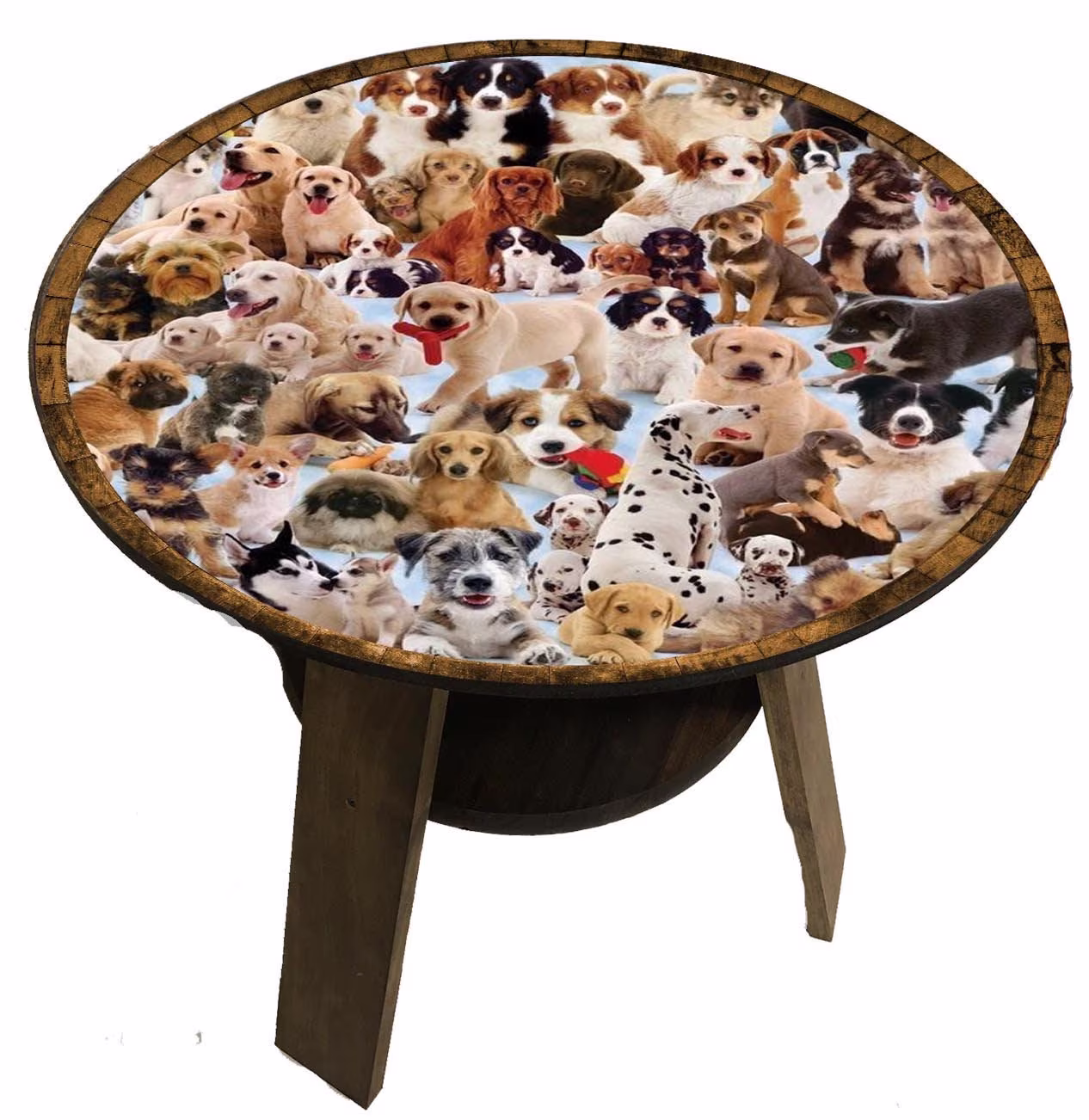 Dog & Puppy Collage Farm House Table | Lover Gift Grooming Salon Decor