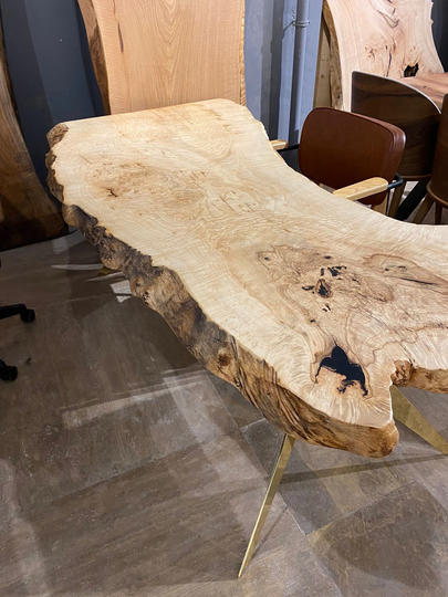 Custom Live Edge Table, Wooden Dining Natural Ash Wood Kitchen & Living Room Side Epoxy Resin Table