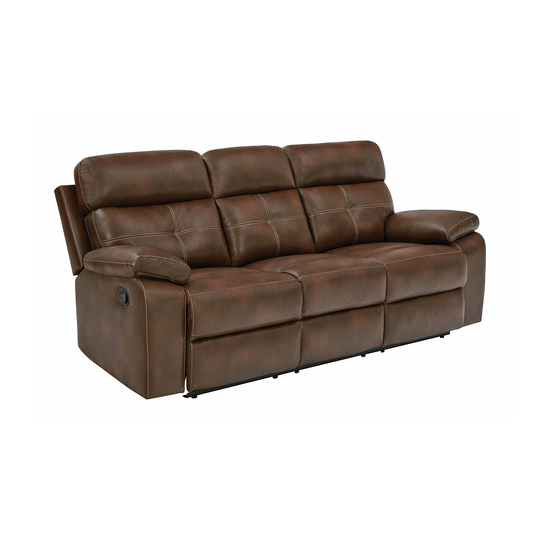 Upholstered Reclining Sofa in Tri-tone Brown