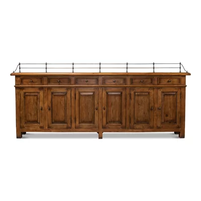Covent Gardens 96'' Wide 6 Drawer Acacia Solid Wood Sideboard