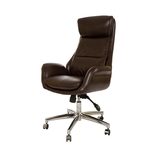 Mid-Century Modern Black/ Coffee/ Grey High-Back Leatherette Swivel Office Chair by Glitzhome