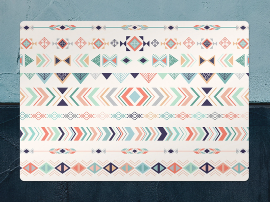 Boho Chair Mat, White Splat Blue Vinyl Floor Aztec Protective Pad, Office Room Rug, Housewarming Gift