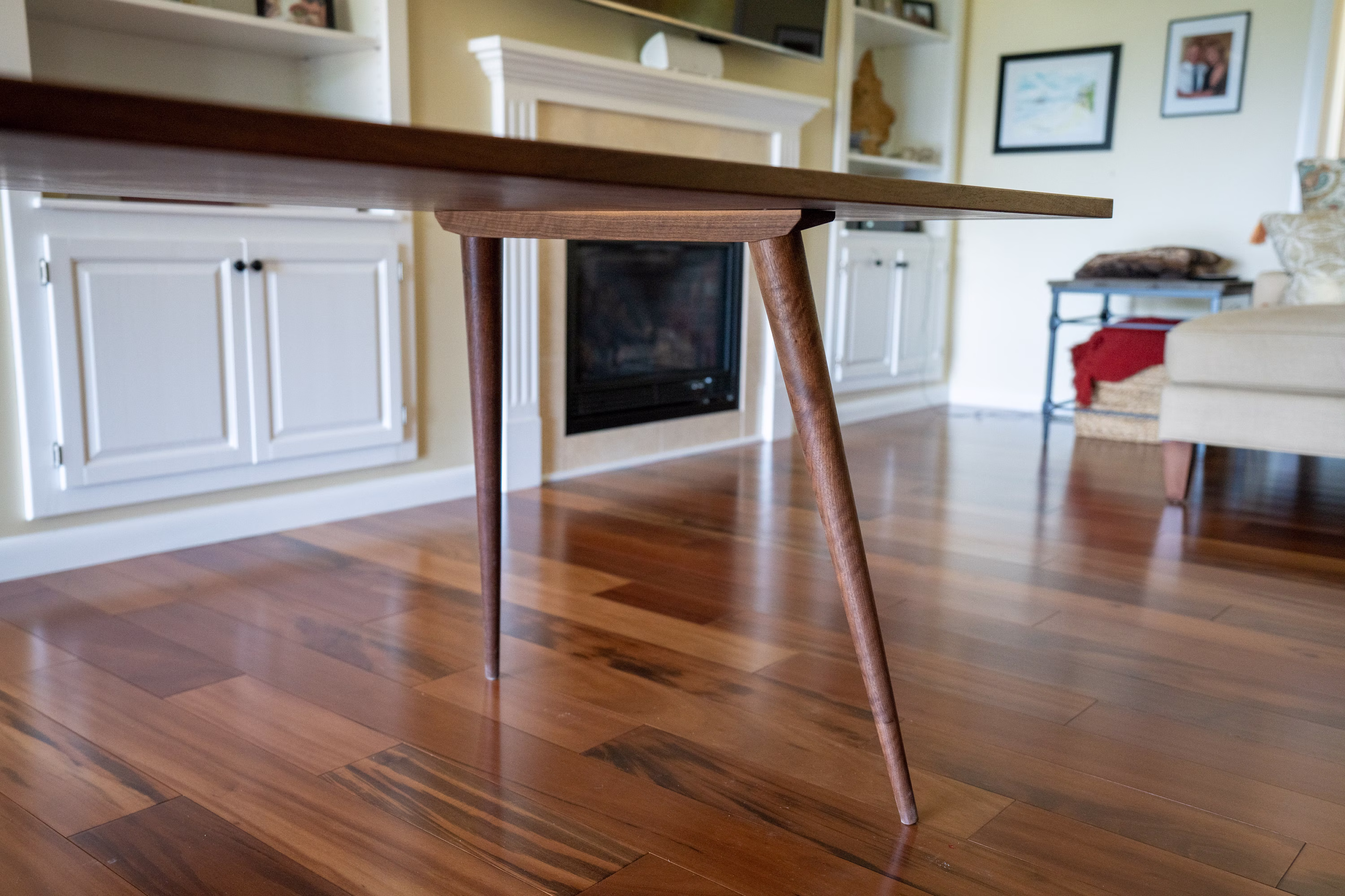 Mid Century Modern Walnut Dining Table, Table With Wooden Mccobb Legs