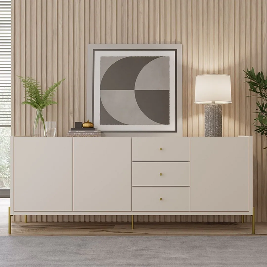 Manhattan Comfort Jasper 72.51" Sideboard with Steel Gold Legs