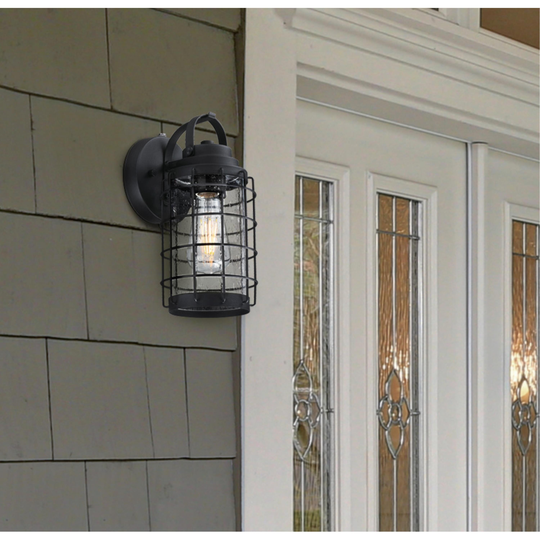 Westinghouse Lighting Jupiter Point One Light Outdoor Wall Fixture with Dusk to Dawn Sensor, Clear Seeded Glass - 1-Light