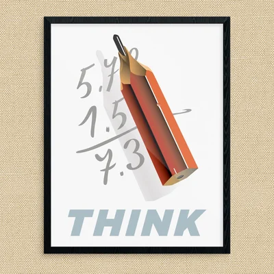 'Think Pencil Calculations' Graphic Art Print