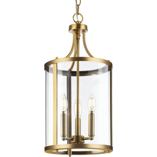 Gilliam Collection Three-Light Vintage Brass New Traditional Hall & Foyer - 10 in x 10 in x 20.75 in
