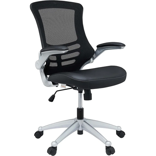 Attainment Mesh Back and Vinyl Seat Modern Office Chair in Black