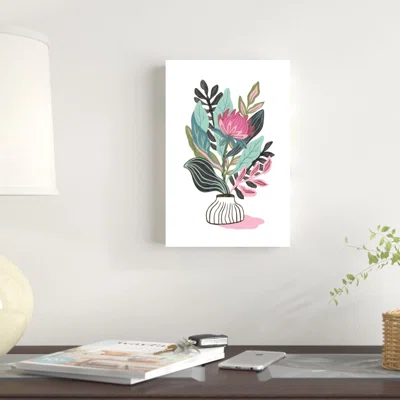 Bright Greenergy And Flowers In Vase Print On Canvas