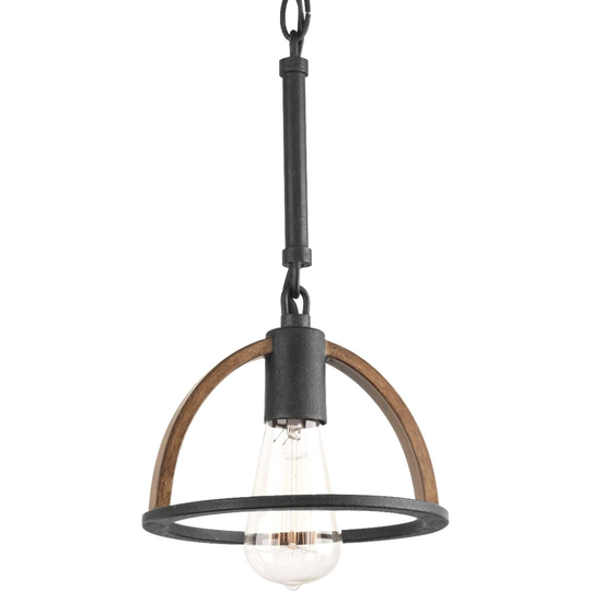Trestle Collection One-Light Gilded Iron Farmhouse Mini-Pendant Light - 10.630" x 10.830" x 10.830"