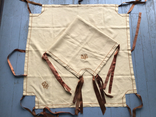 Pair, Antique Monogrammed Table Covers, 1900