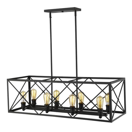 Brooklyn 8-light Matte Black Island Pendant