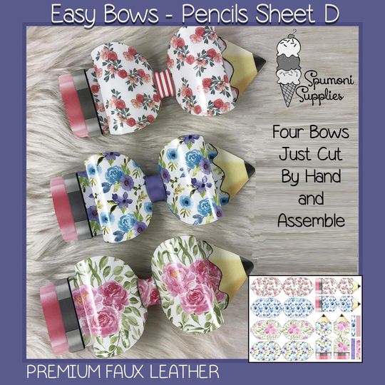 Faux Leather, Spring Pencil Bows Hand-Cut Easy Bows, Bow Making, Hair Bows, Cricut, Silhouette, Two-Sided W Pretty Side Of Solid White Back