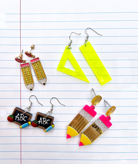 Teacher Earrings | Chalkboard Pencil Back To School Style Gift For Appreciation Librarian Small