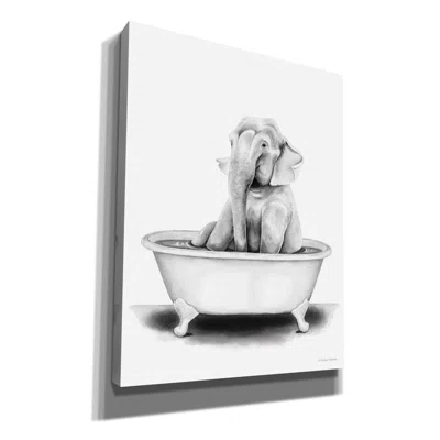 Elephant in Tub by Rachel Nieman - Wrapped Canvas Drawing Print