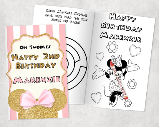Personalized Minnie Mouse Coloring Book| Party Favors| Custom Thank You