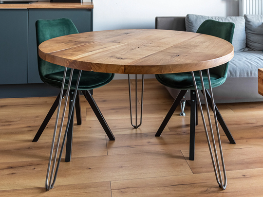 Round Dining Table, Oak Kitchen Round Table/Industrial Dine Wooden Solid Wood