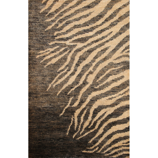 Animal Print Oriental Area Hand-knotted Multi-Color Jute Carpet - 4'8" x 6'10"