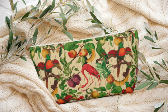 Flamingo Jungle Accessory Pouch, Cosmetic Bag, Pencil Makeup Unique, Small Zipper Travel Accessory 2 Sizes