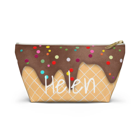 Summer Travel Bag Ice Cream Design, Party Favor, Summer Camp Gift, Pencil Case Personalized
