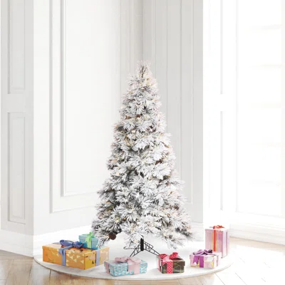 Odaniel Flocked Atka Pine Artificial Christmas Tree 3MM Warm White