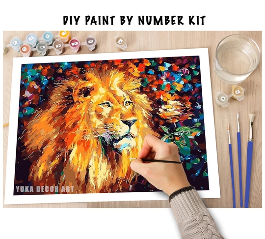 Lion Paint By Numbers Kit For Adult Beginner, Diy Art, Abstract Art, Multi Colors Adults Acrylic Painting Hobby Gift