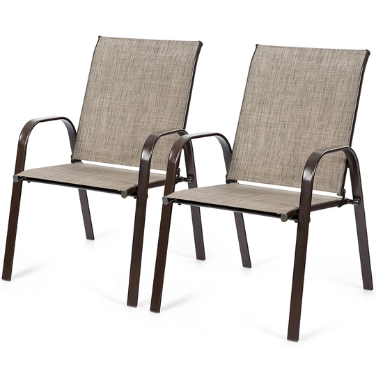 Gymax Set of 2 Patio Chairs Dining Chairs w/ Steel Frame Yard Outdoor - See Details