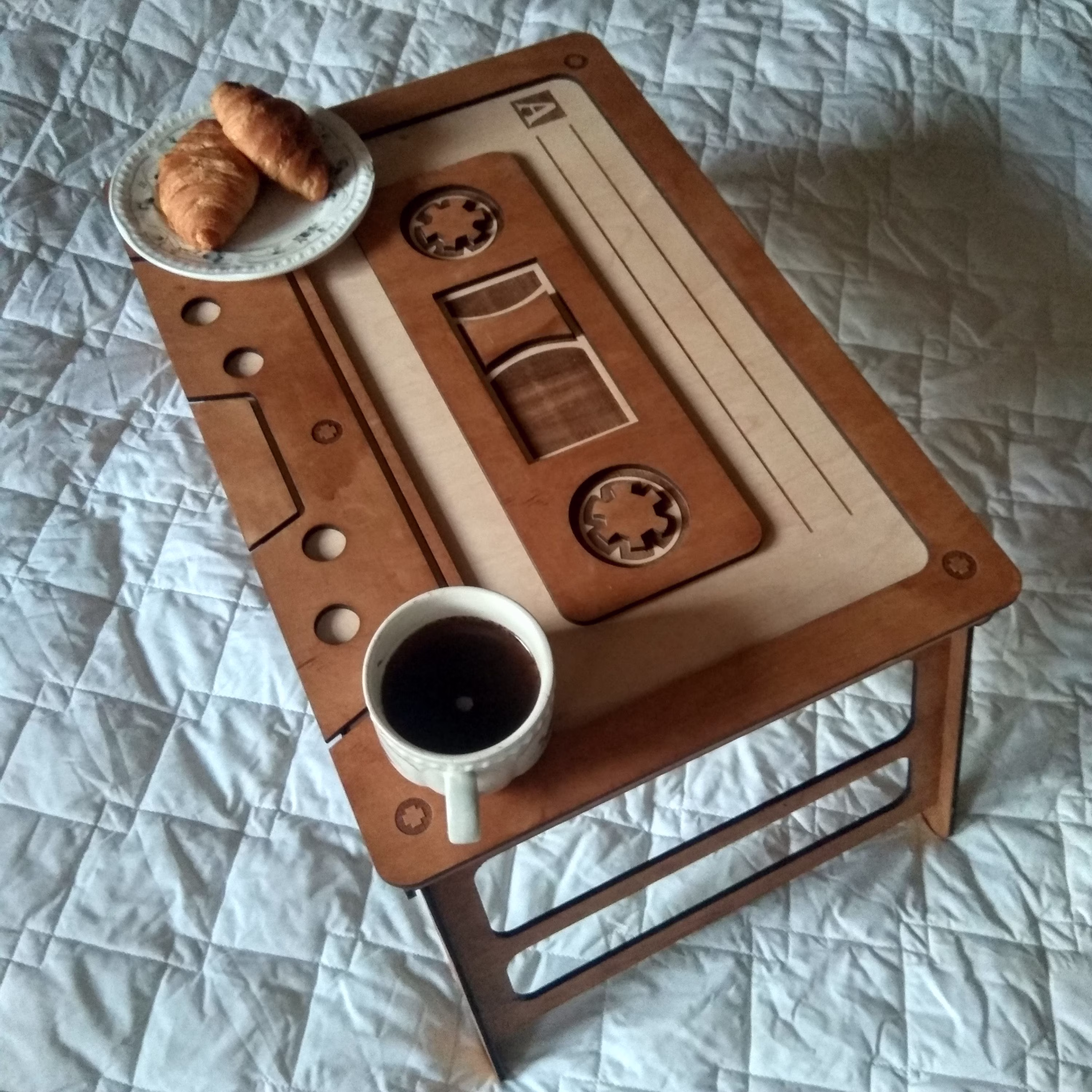 Personalized Coffee Folding Table, Bed Tray, Mixtape Cassette Small Tea Table