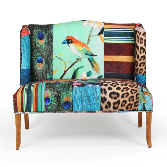 A&B Home Vesta Bird Colorful Collage Print Settee